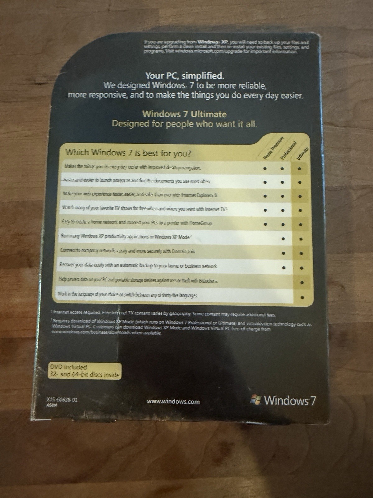 Microsoft Windows 7 Ultimate 32/64 Bit DVD -Full Retail Version -New sealed Box