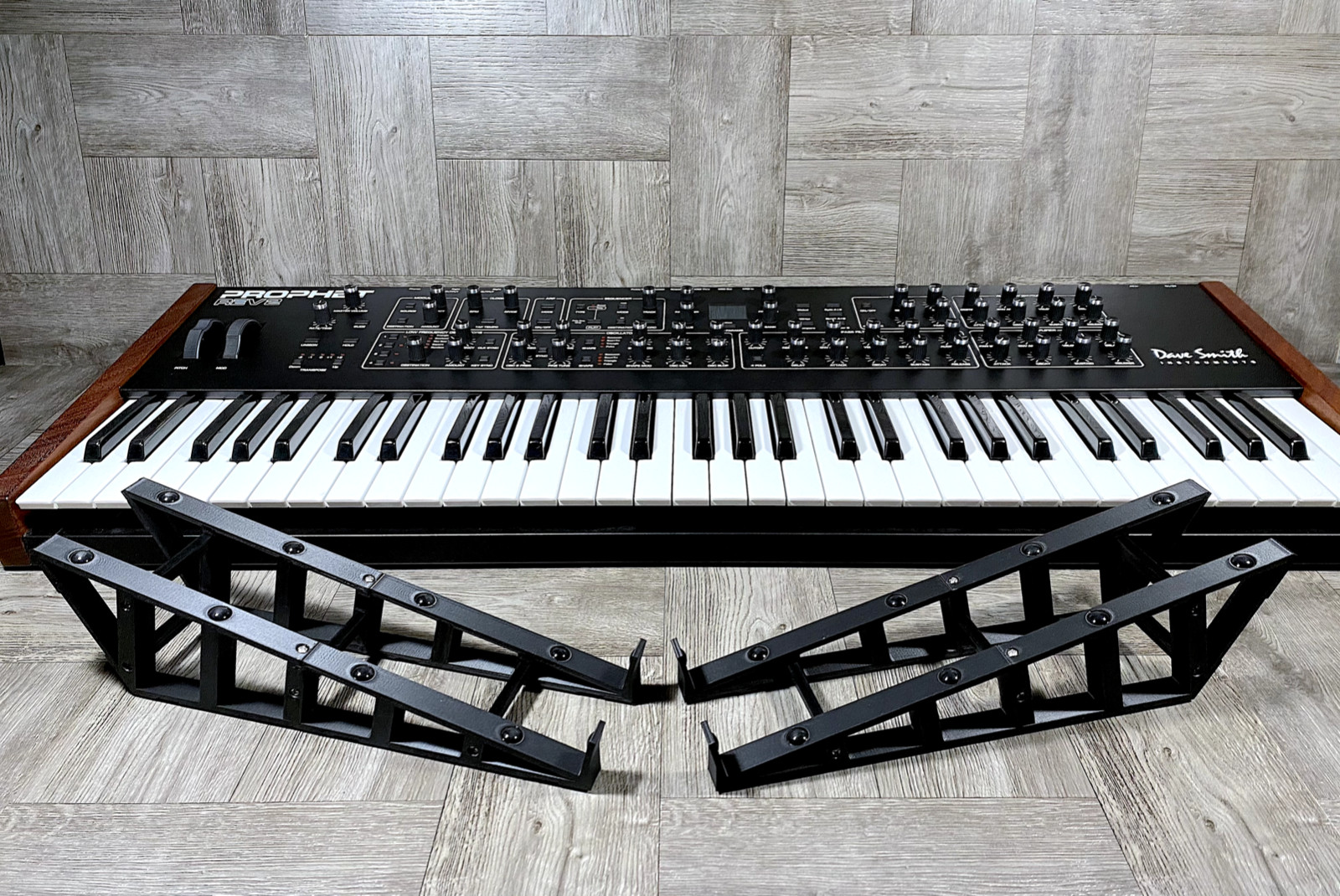 15º Stand for Full Size Synthesizers - 12" color BLACK - by KZcraftworks - USA