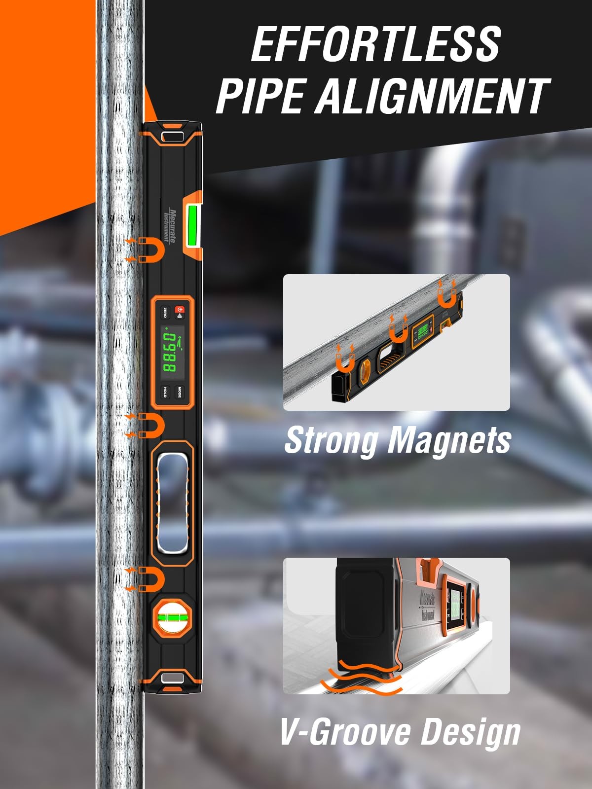 Mecurate 24-Inch Digital Level, Professional Orange