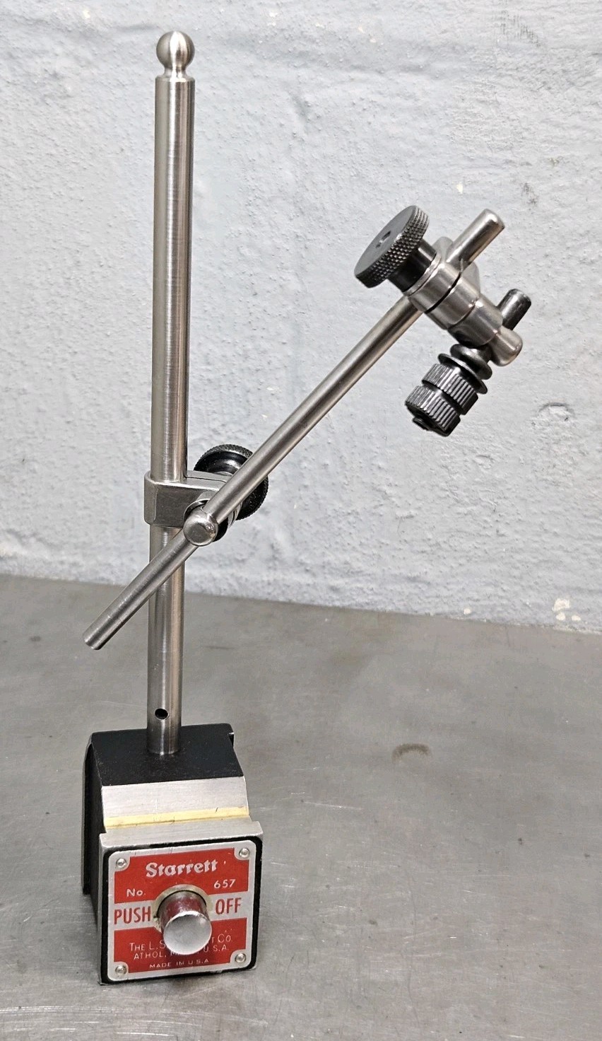 Starrett No. 657AA magnetic base + 1" dial indicator - micrometer - caliper