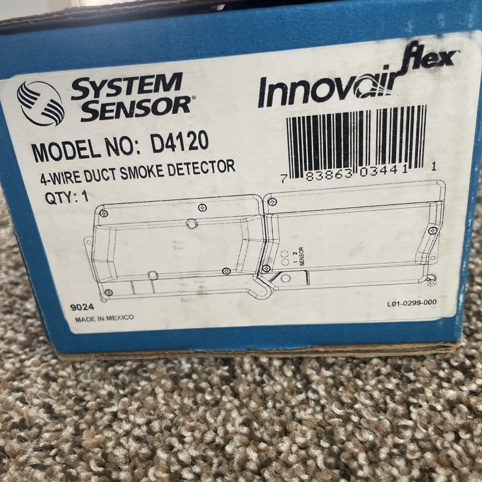 System Sensor D4120 4 Wire Photoelectric Duct Smoke Detector