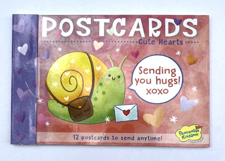 Peaceable Kingdom Cute Hearts Postcards - 12 fun postcards 3 each of 4 designs