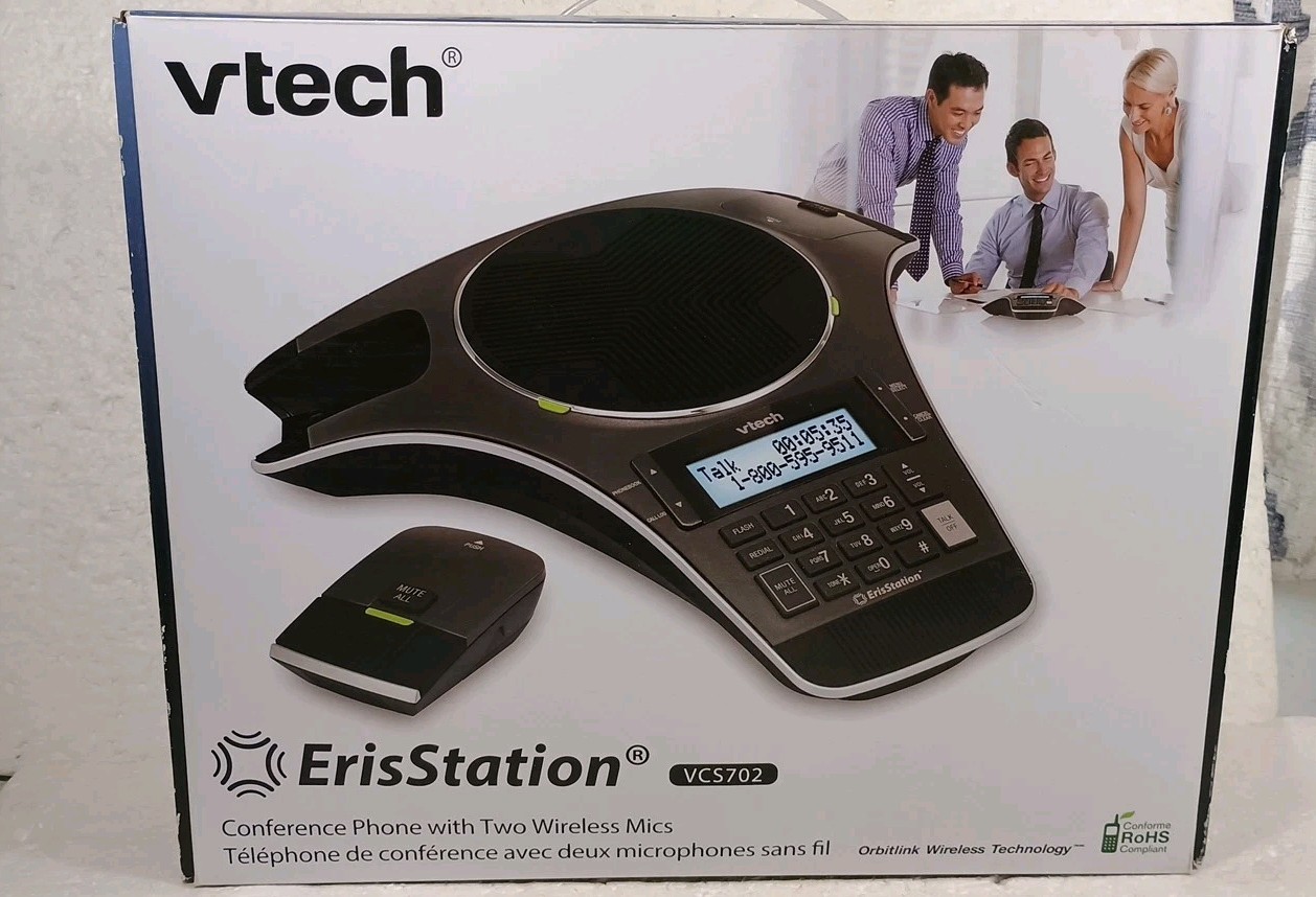 Vtech ErisStation Conference Phone With 2 Mics VCS702 In Box Read Description