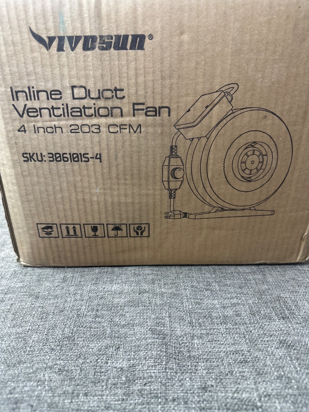 VIVOSUN Z4 4in 203CFM Inline Duct Ventilation Fan w/ Variable Speed Controller