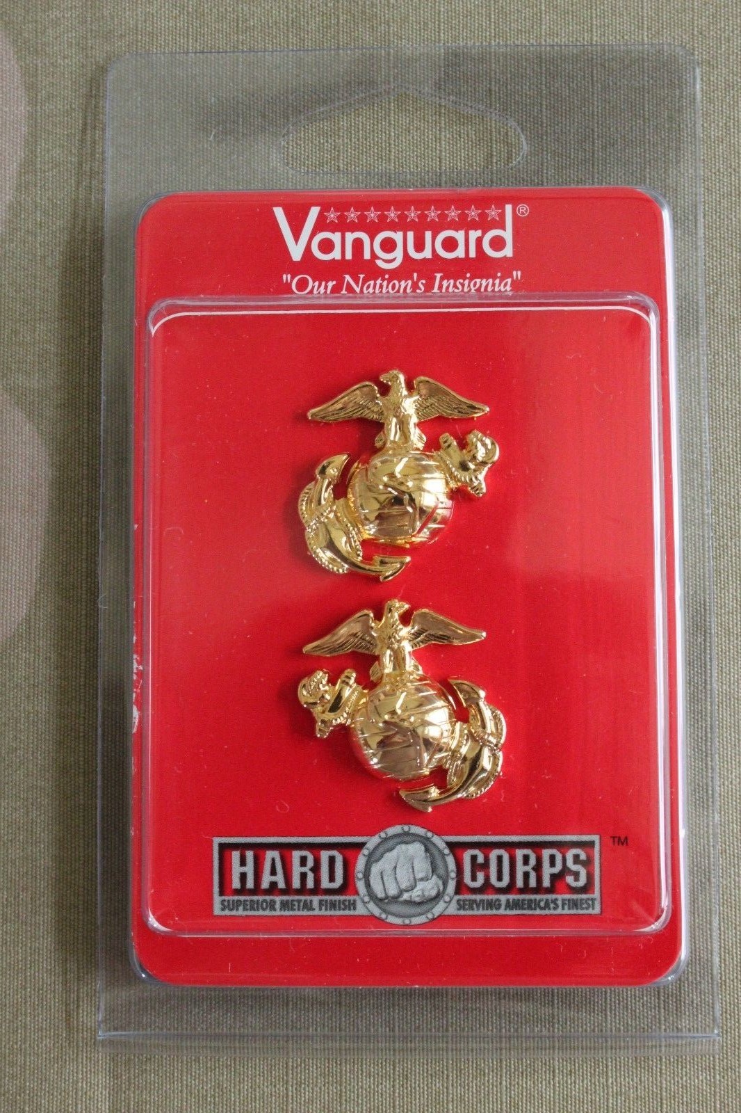 USMC MARINE CORPS ENLISTED CHOKER DRESS JACKET GOLD COLLAR BRASS INSIGNIA PAIR