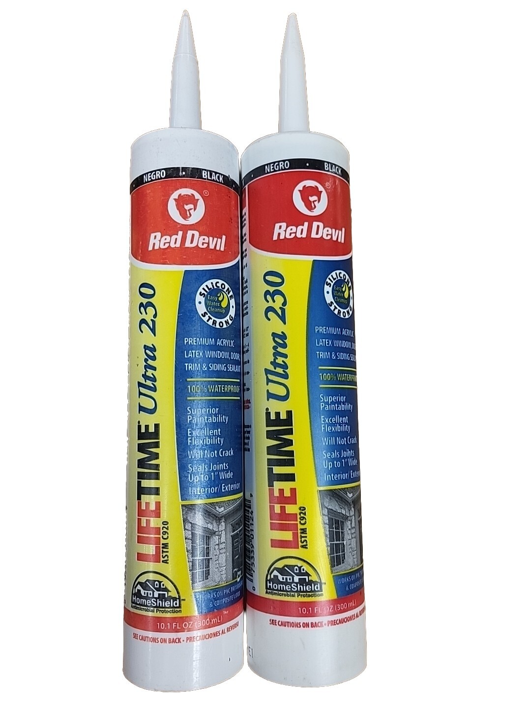 2 Red Devil Lifetime Ultra 230 Premium Acrylic Latex Black Window Door Sealant