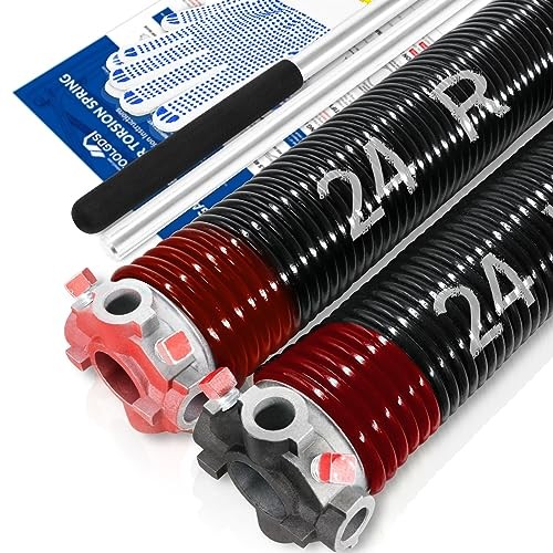 Pair of 2" Garage Door Torsion Springs Set with Non-Slip Winding 0.225X2"X24"