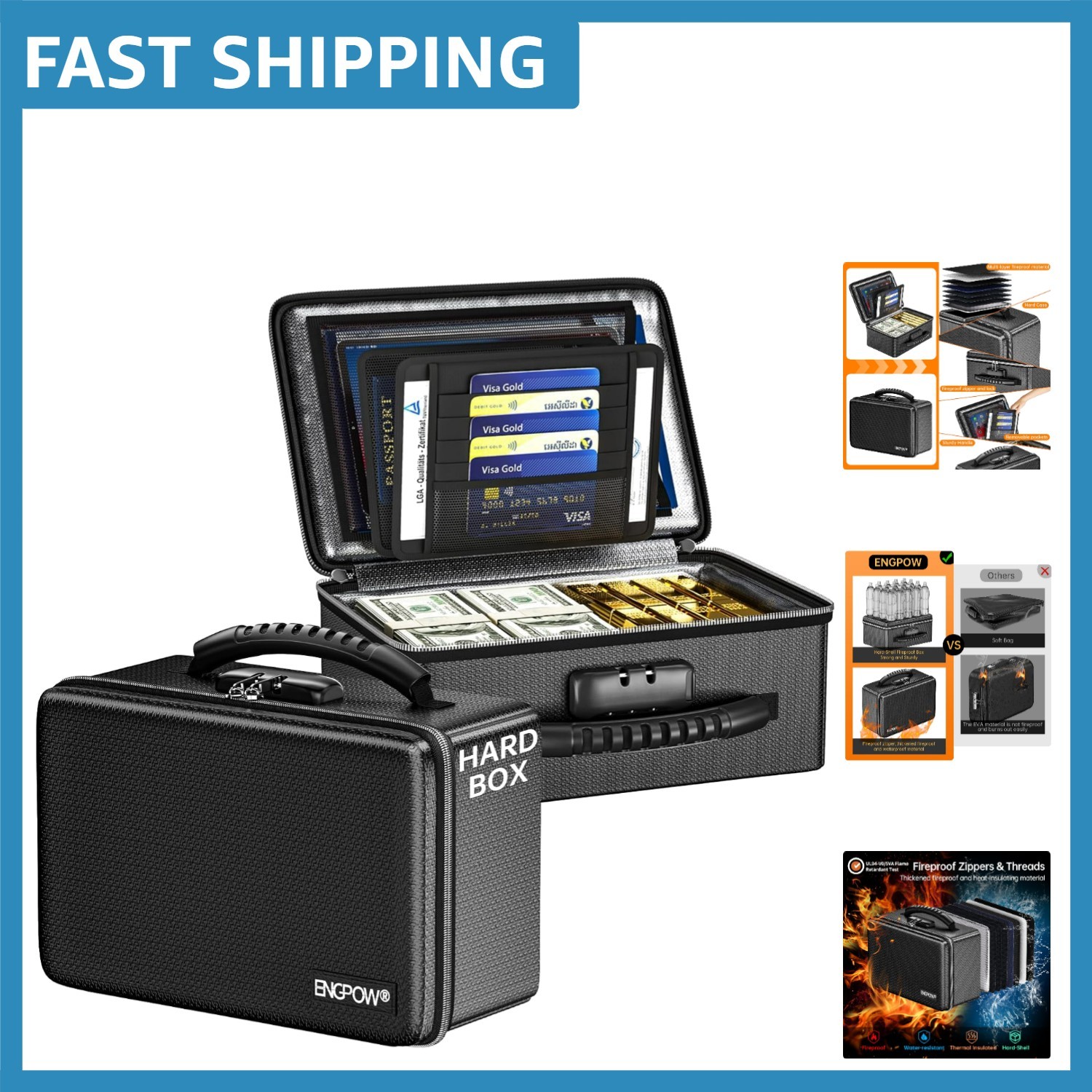 Innovative Fireproof Storage Box with Combination Lock - For A5 Documents & More