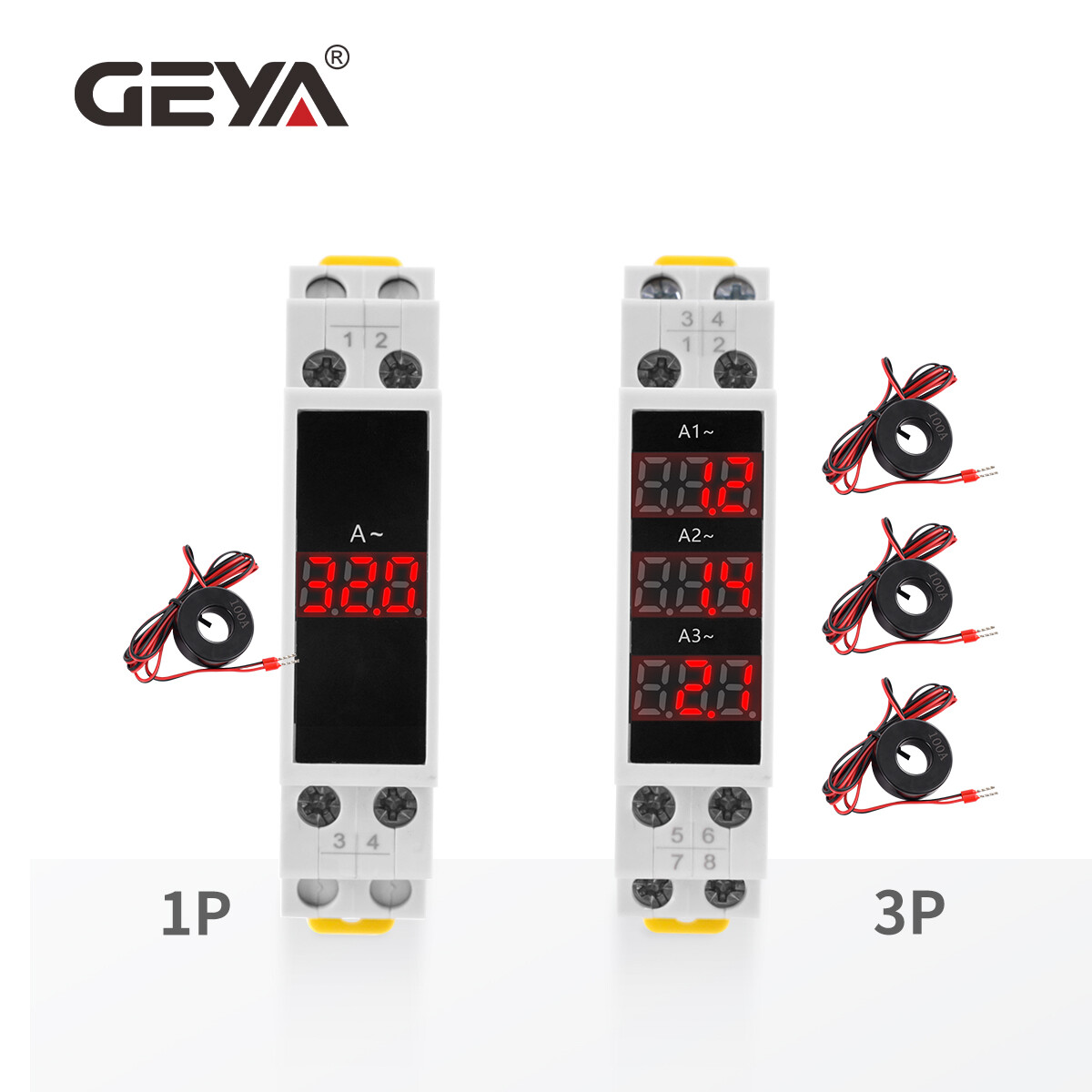 GEYA Single Three Phase Modular Current Meter LED Display AC 0A-100A 80V-500V