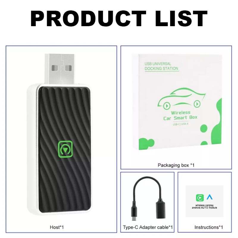 Mini Wireless CarPlay Adapter Bluetooth USB Dongle Plug & Play For Apple iPhone