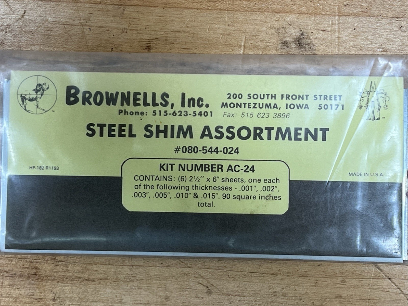 Brownells Steel Shim Assortment #080-544-024 Kit #AC-24 Shims -NIP - Made in USA