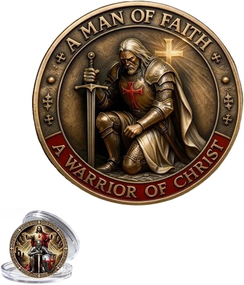 A Man of Faith-A Warrior of Christ Commemorative Coin,Jesus Challenge Coins 2026