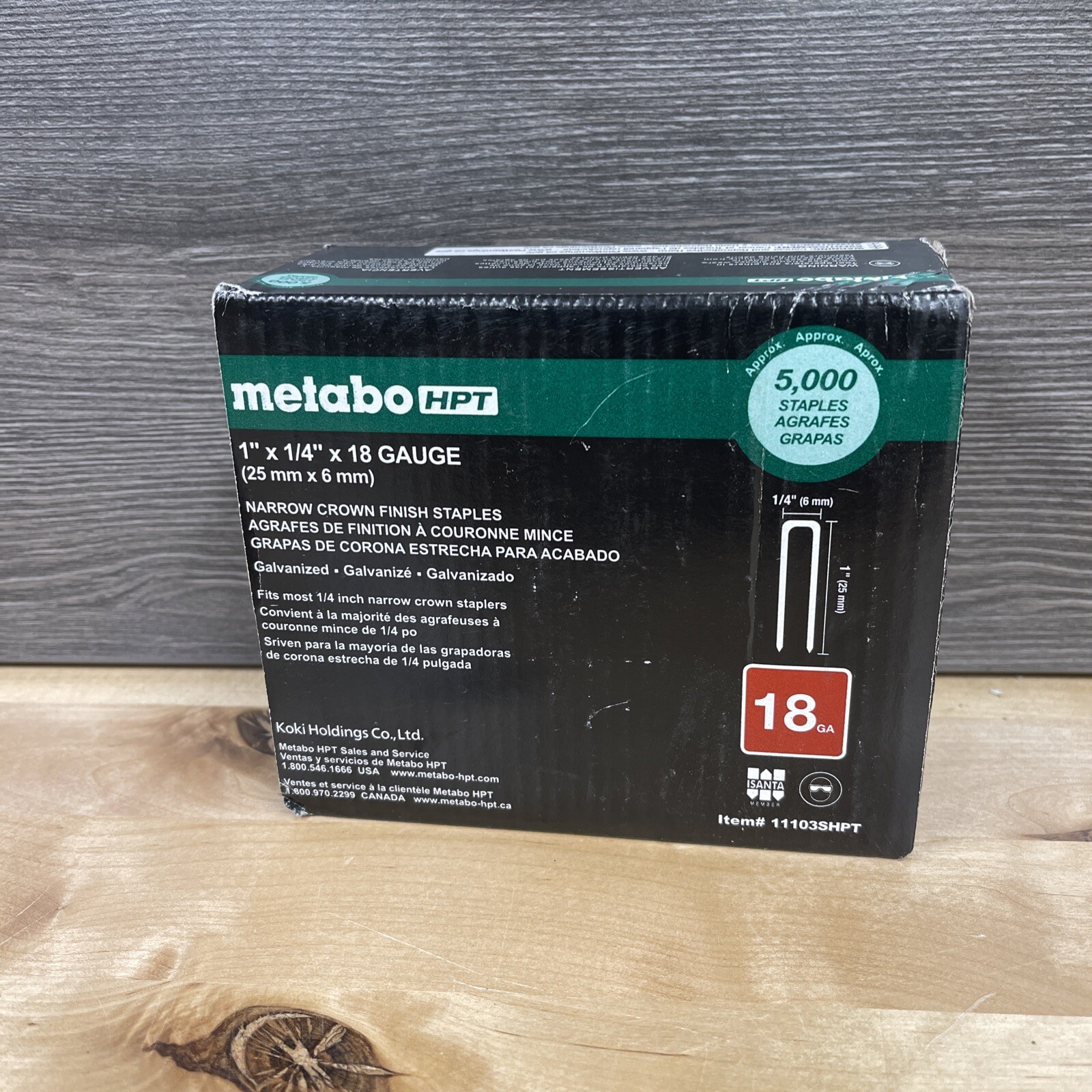 Metabo Hpt 1 In. x  1/4" W  X 18 Gauge Crown Staples 5000pk New