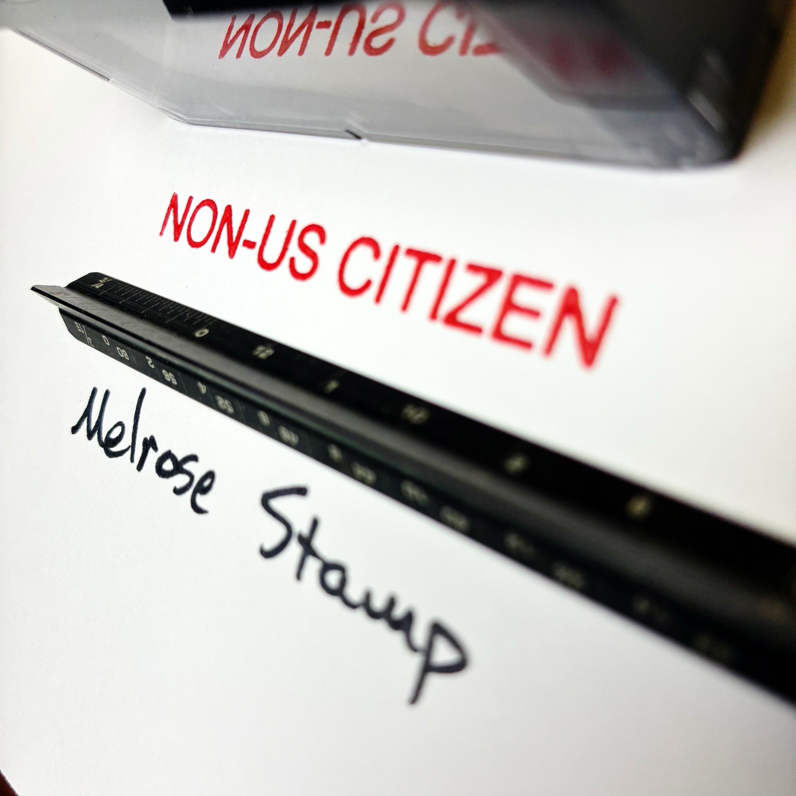 Non US Citizen Rubber Stamp Red Ink Self Inking Ideal 4913