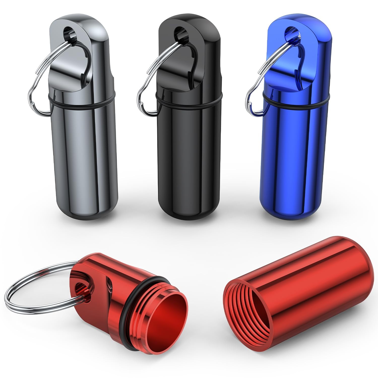 Small Pill Box Keychain, 4 Pack Portable Keychain Pill Holder Aluminum Alloy ...
