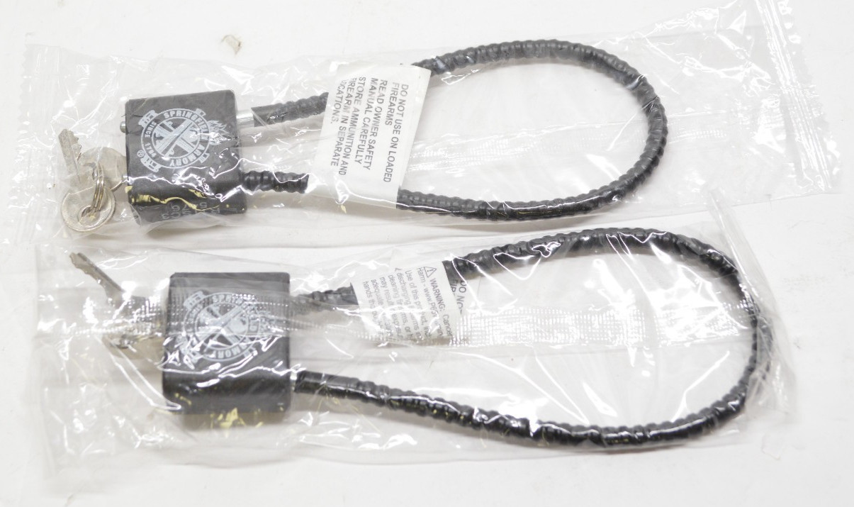 Qty 2 - Springfield Armory Gun Locks Firearm Gun Safety Cable Lock 8" w/ 2 Keys