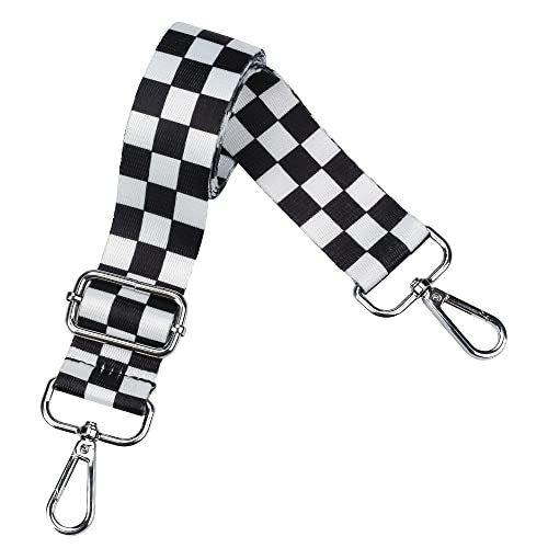 Vibrant Adjustable Strap for Purse 1.5" (3.8cm Width) Checker / Silver Hook
