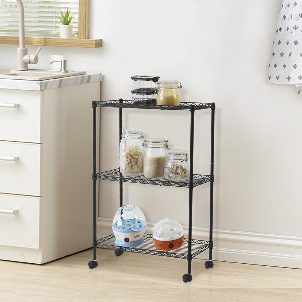 Chrome 3-Tier Shelving All-Purpose Utility Cart 50*25*72cm High Quality