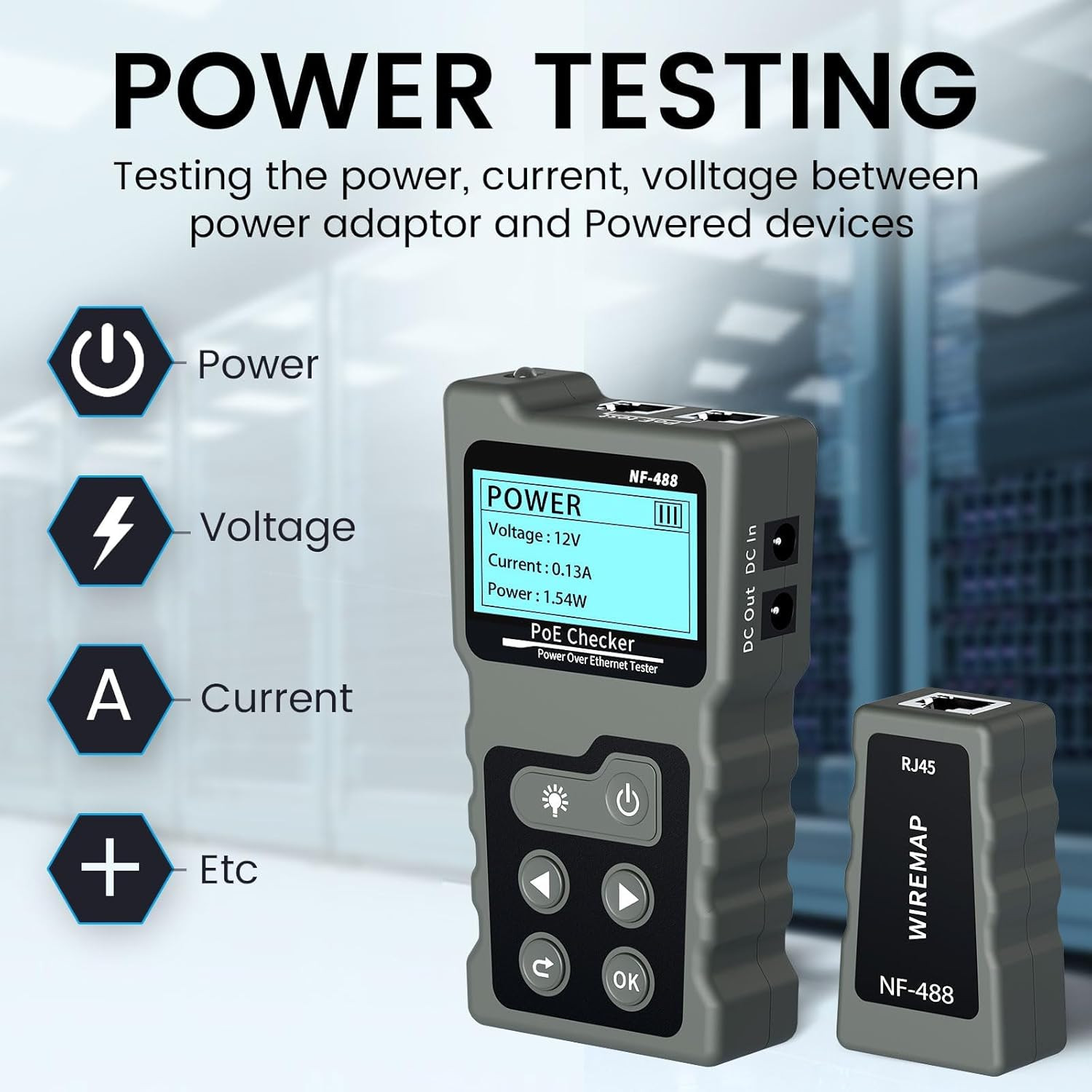 Network RJ45 Tester, POE Ethernet Tester for Power over Ethernet, Network Cable
