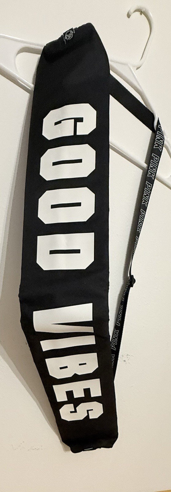 Pink Victoria Secret Yoga Mat Bag Black “Good Vibes” New