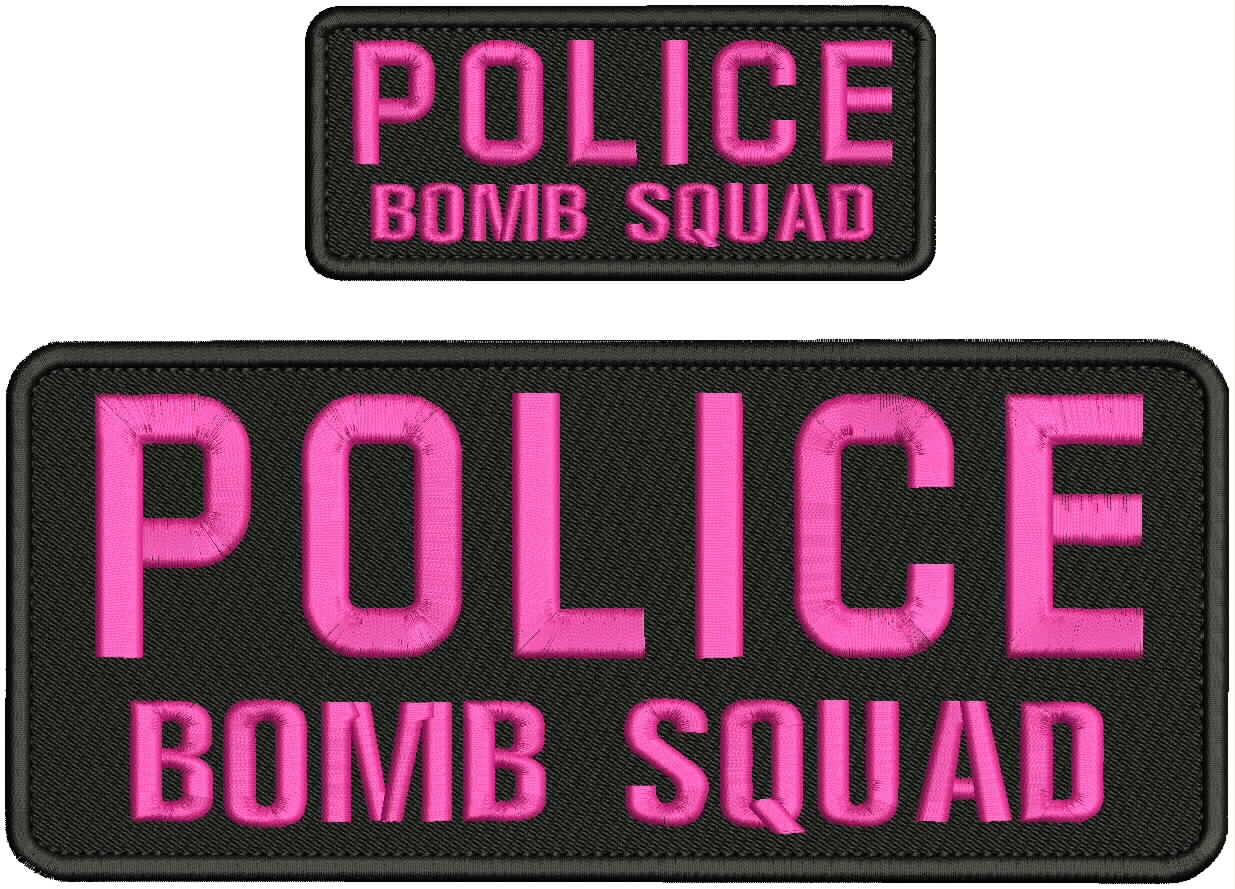 Collectible 2 Embroidery Patch Police B Squad 4x10 and 2x5 Pink On Black