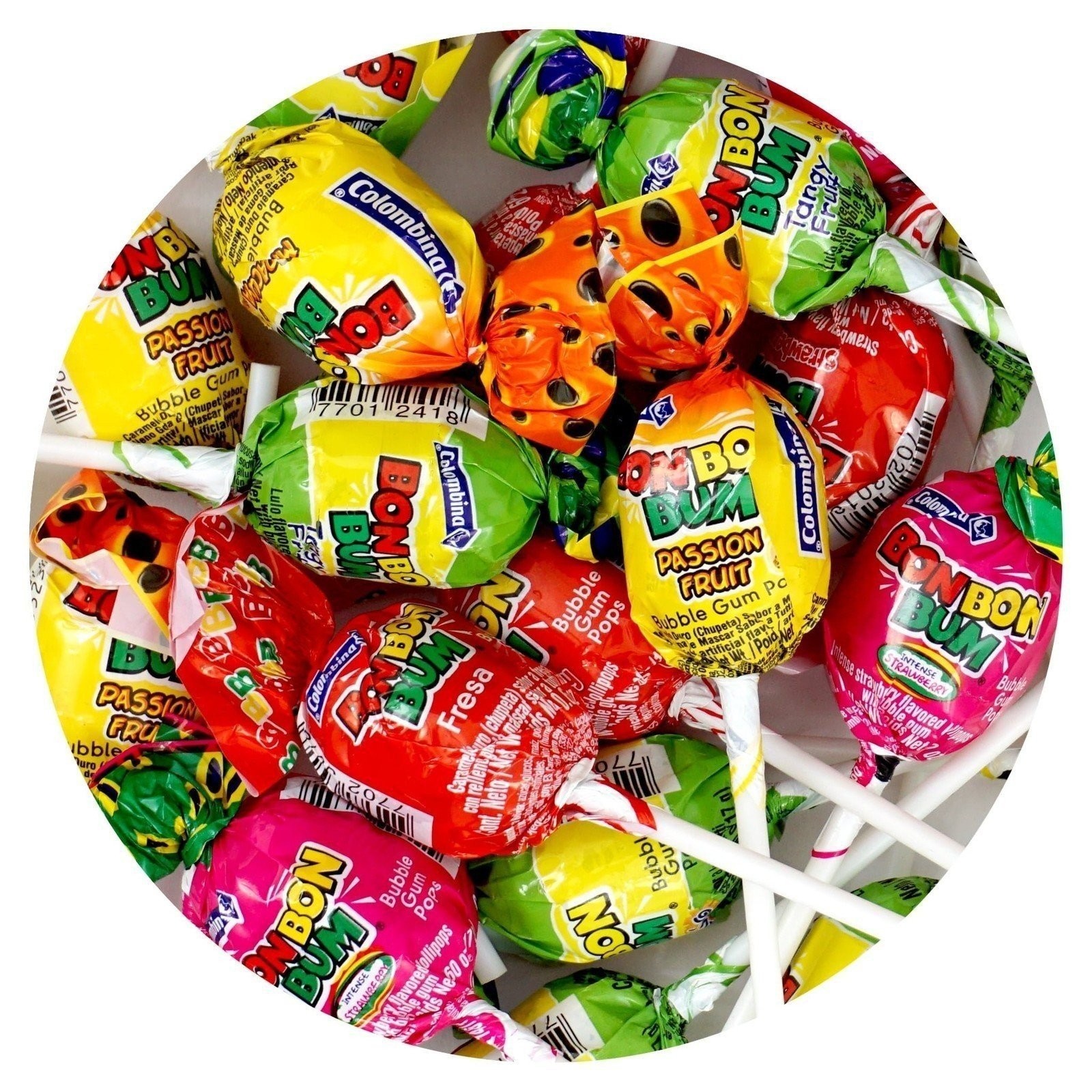 Bon Bon Bum Assorted Flavors Candy Lollipops, 1 Pound Bulk Candy (Approx. 22...