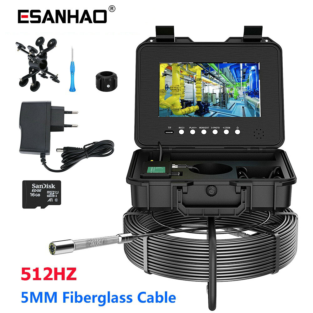 100M Sewer Camera Pipe Inspection Camera with 512hz Transmitter 10.1" Video DVR