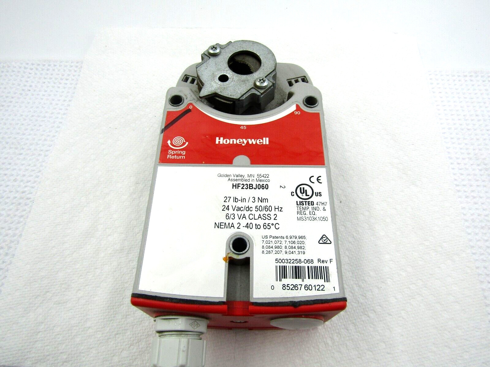 Honeywell HF23BJ060 Direct Coupled Actuator 27 lb -in Spring Return