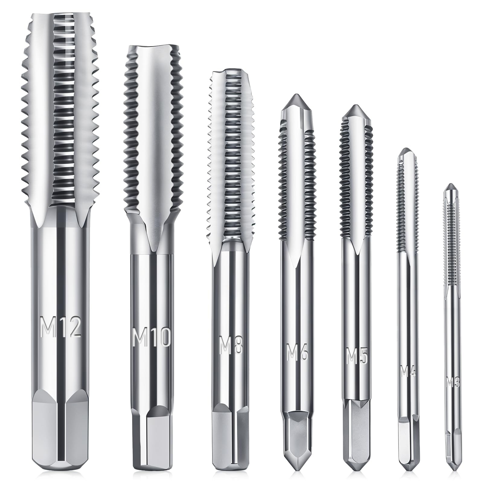 7 Piece Metric Tap Set, M3 M4 M5 M6 M8 M10 Tap and Die Set, Metric Thread TapSet