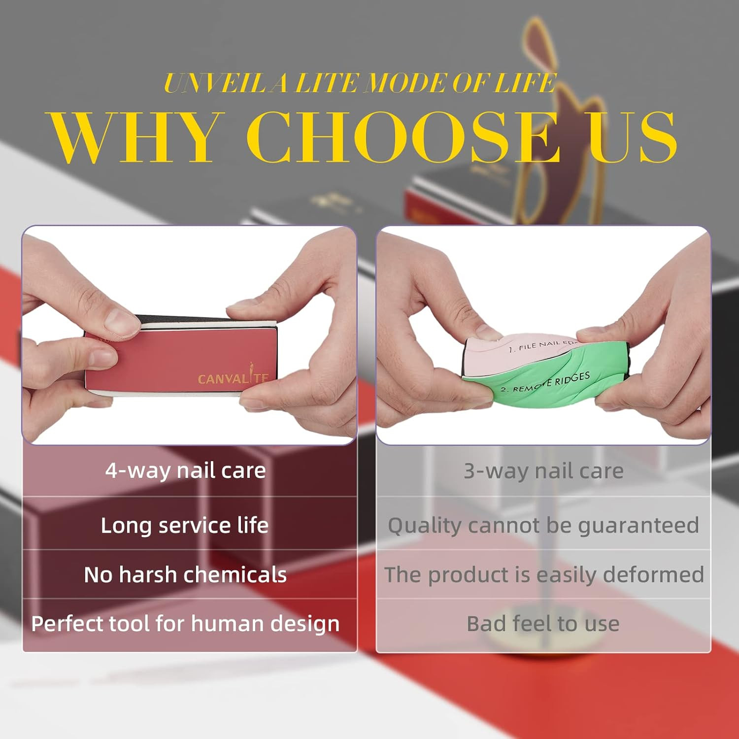 Nail Buffer for Natural Nails, All in One 4 Way Nail File & Buffer Block That...
