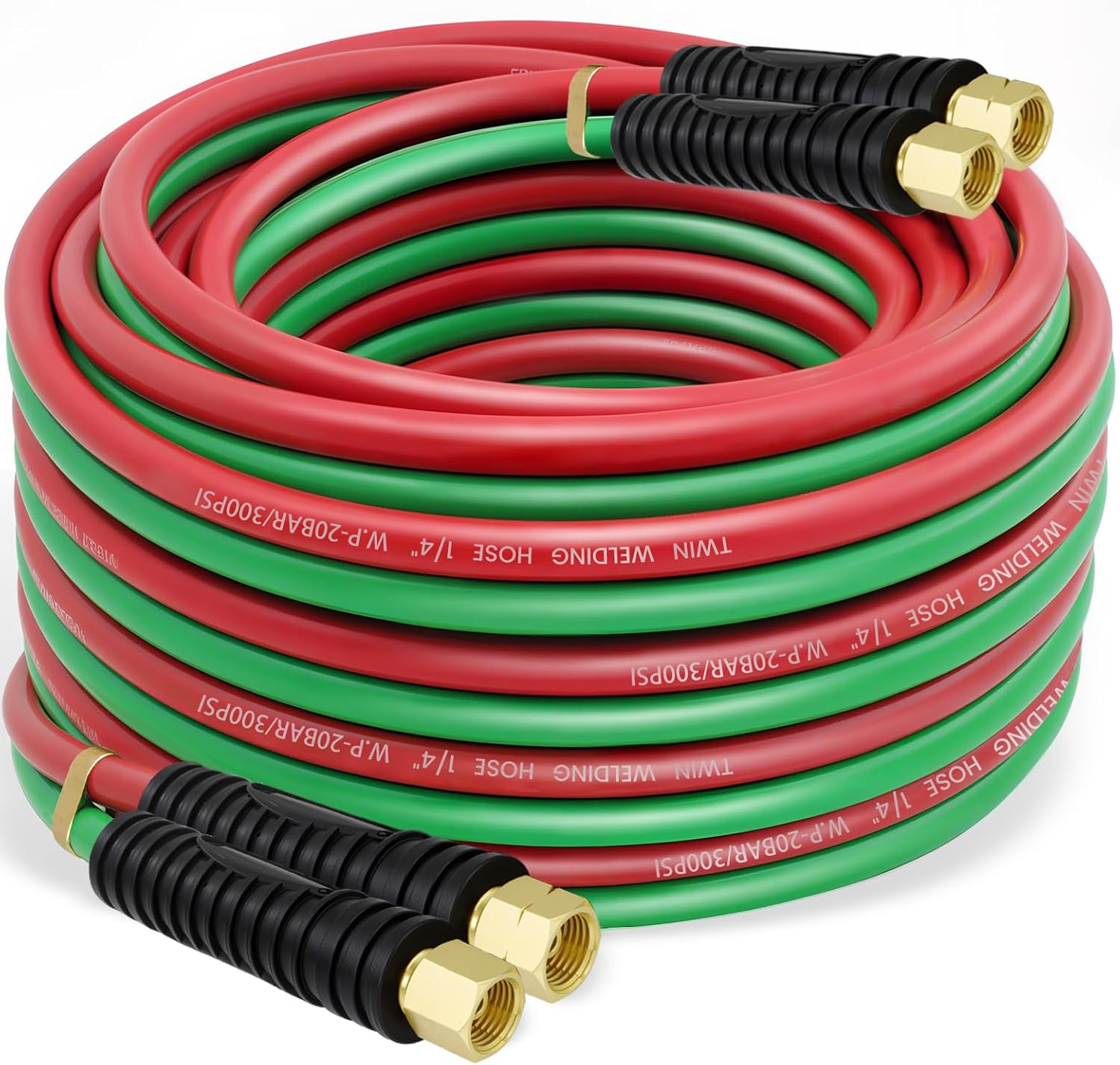 RX WELD Oxygen Acetylene Hose 1/4-Inch × 50 Feet with 9/16"-18 B Fittings,Torch
