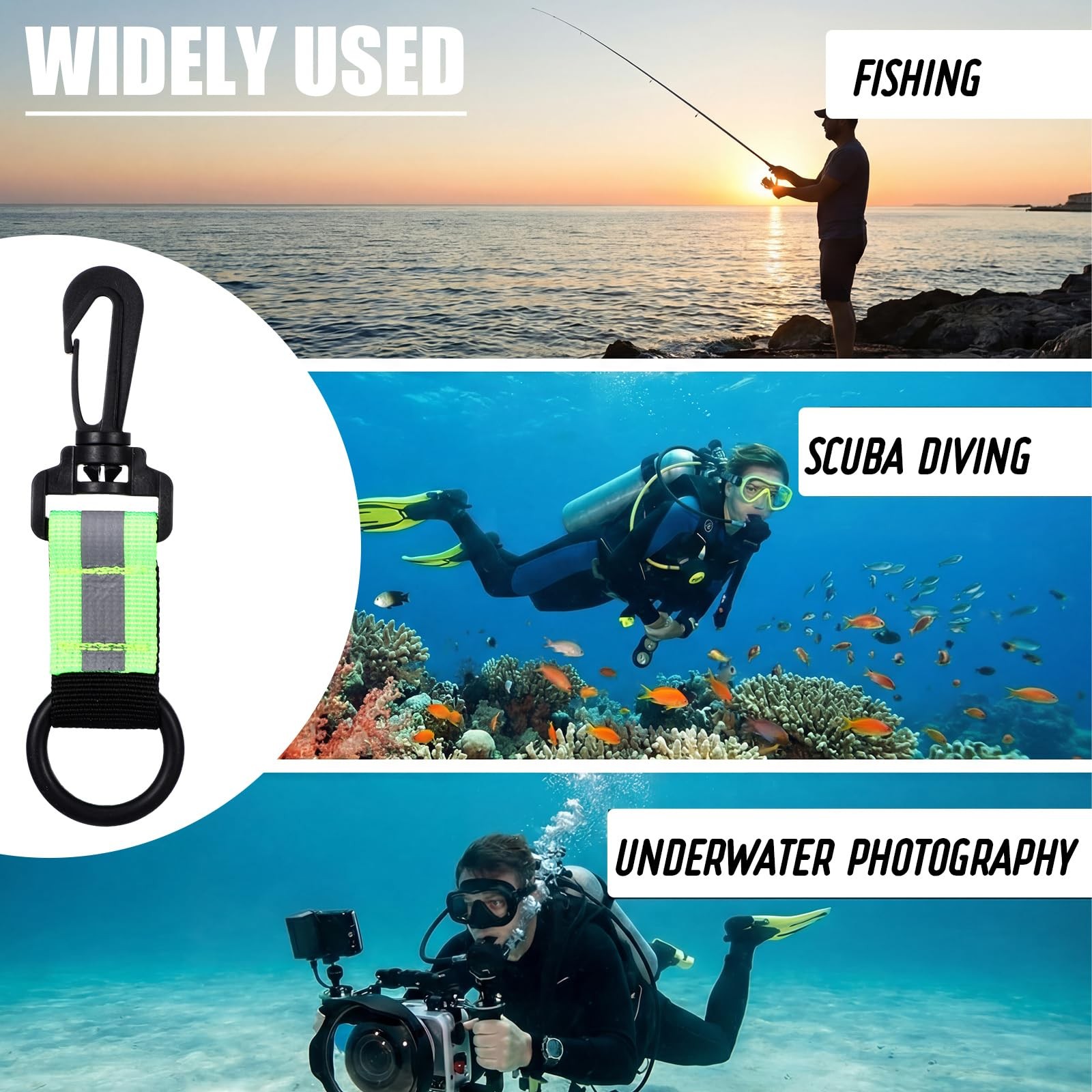 4 Pack Scuba Diving Regulator Octopus Holder Lanyards Reflective Webbing