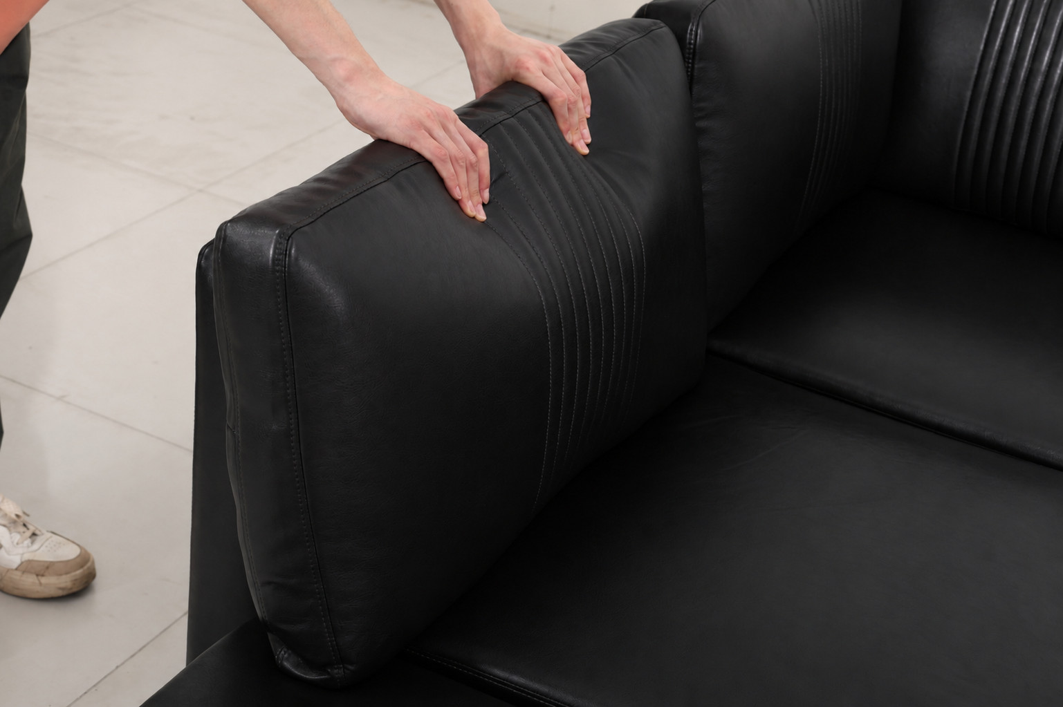 Modular Sofa 2-Seat PU Convertible Sleeper with Storage, 29.1"W