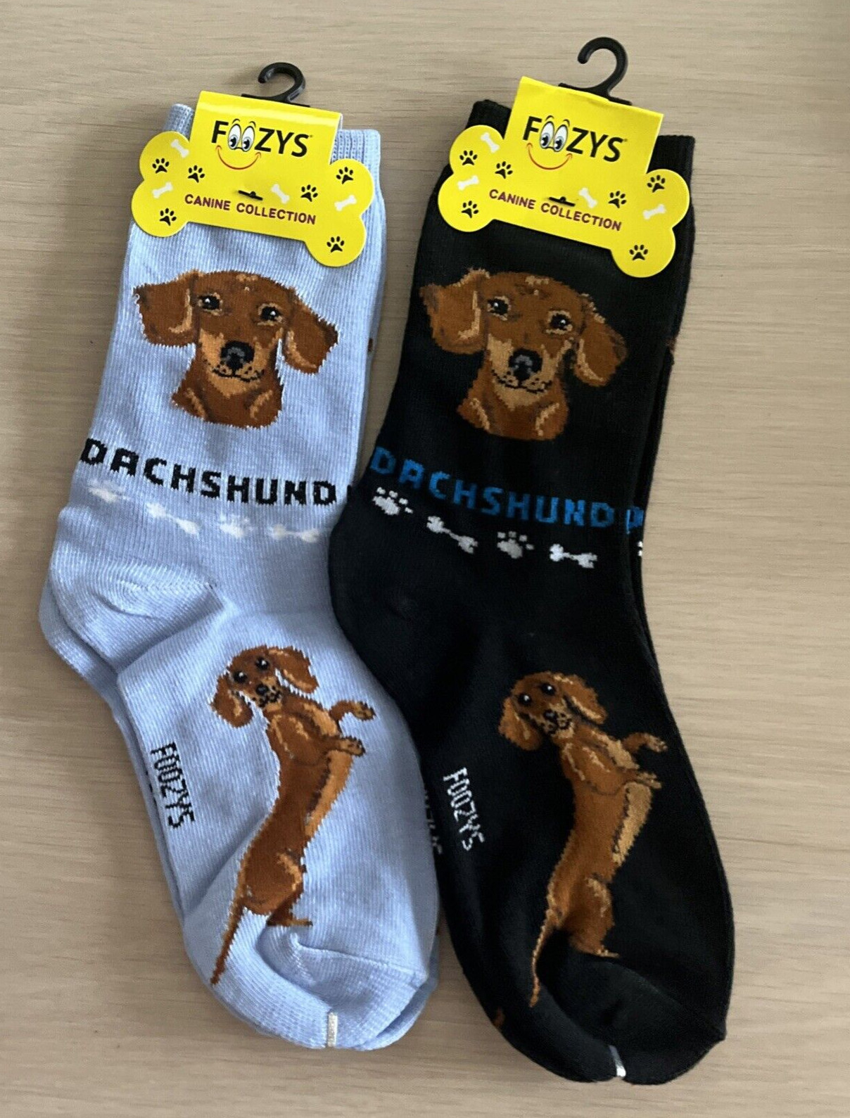 Dachshund Dog Puppy Women's Foozys Socks 2 Pairs Blue and Black Brand New