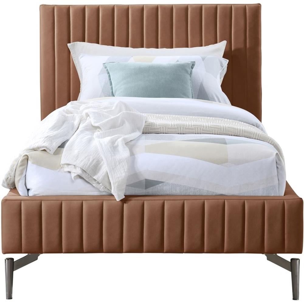Meridian Furniture Gallo Cognac Vegan Leather Twin Bed