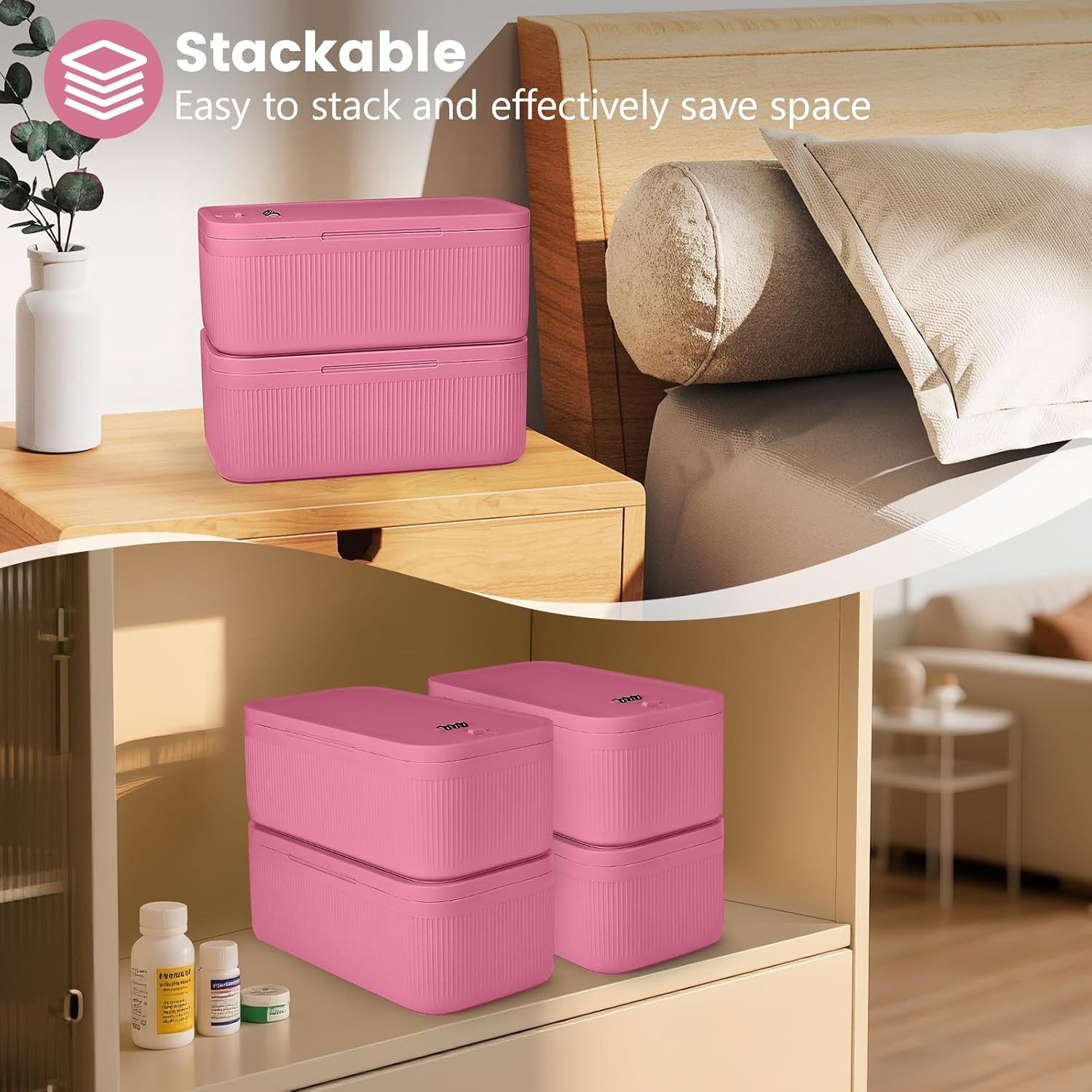 Small Lock Box, Lockable Storage Box with Combination Code for Medication Safe,