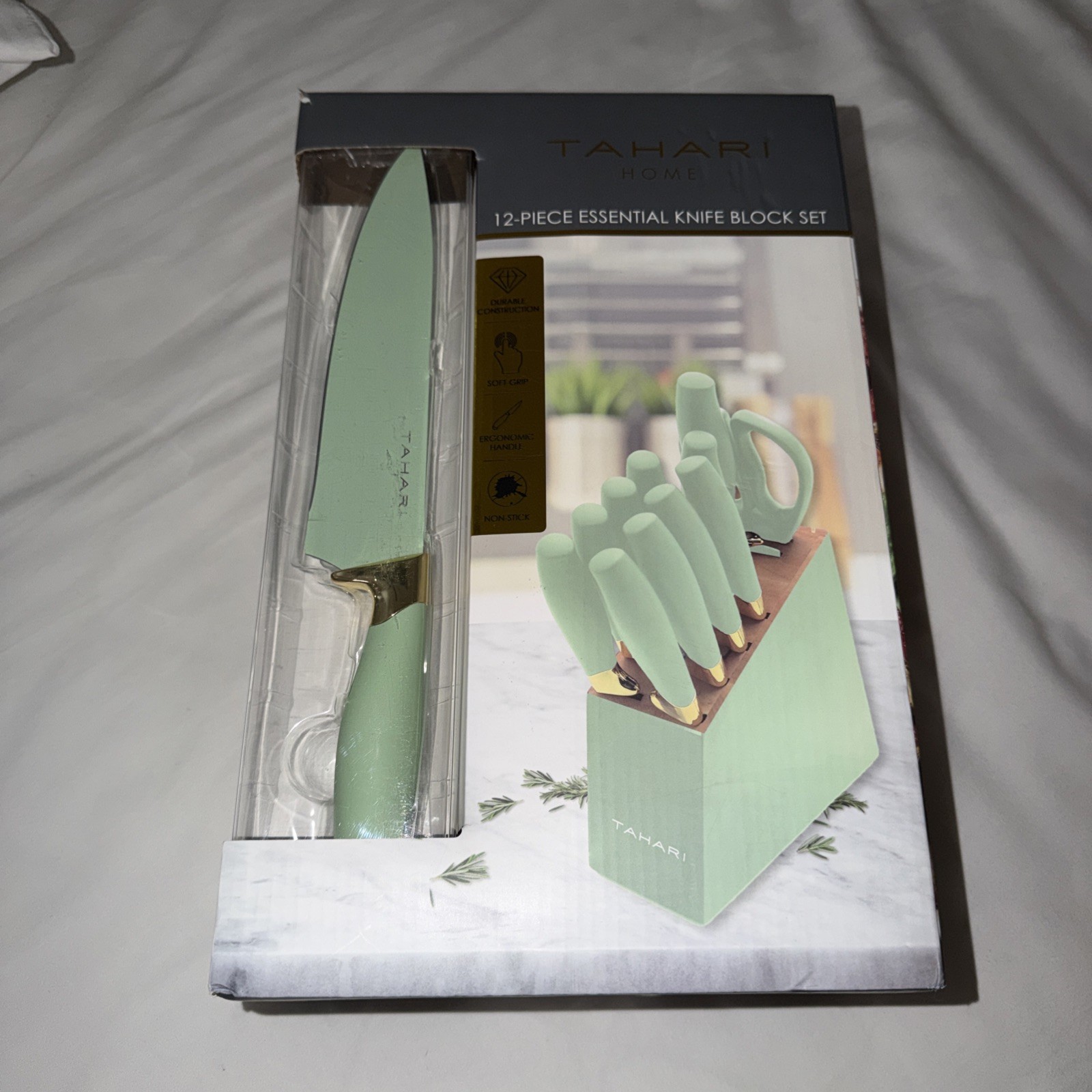 Tahari 12 pc piece Essential, Knife Block Set - teal New