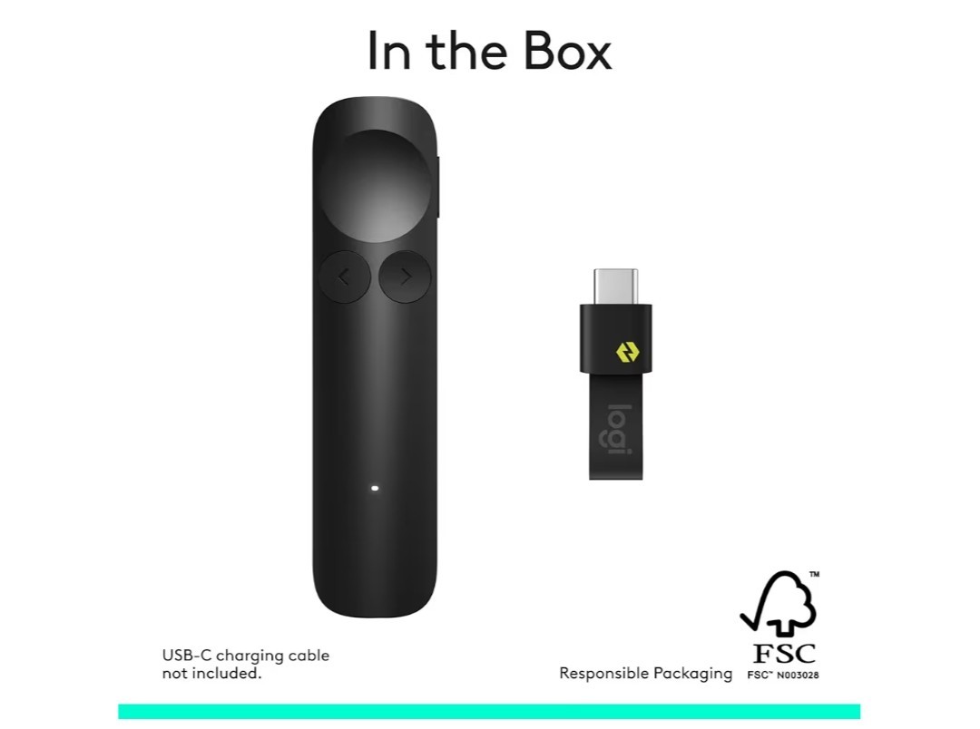 Logitech Spotlight 2 Wireless Bluetooth Laser Pointer Presenter w/ Haptics Black