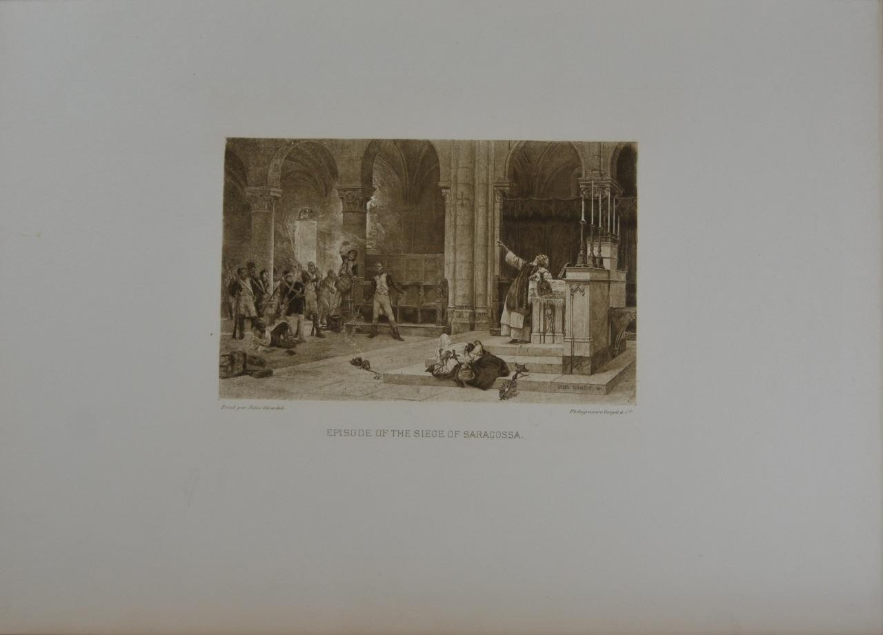 Antique Art Engraving Siege of Saragossa by Jules Girardet  Military War