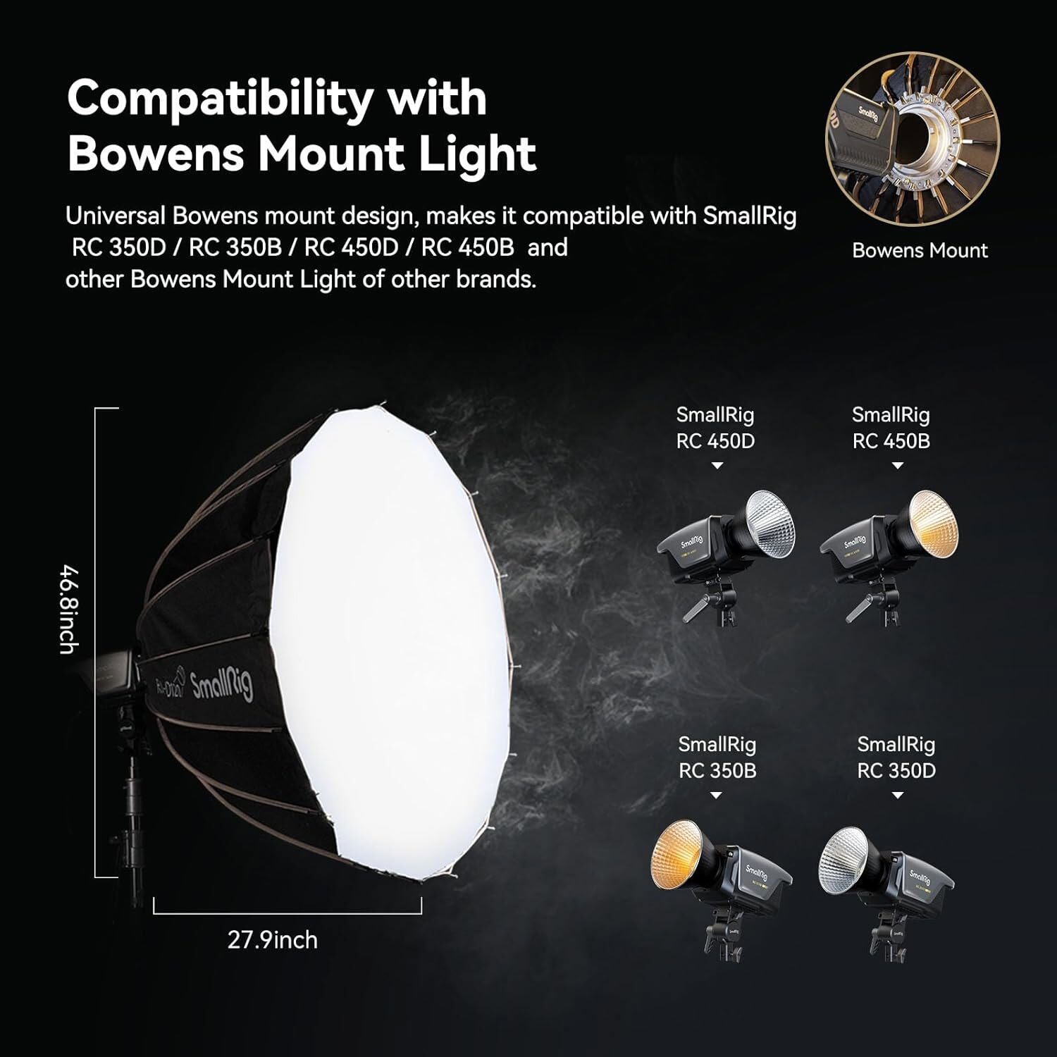 SmallRig Parabolic Softbox Quick Release, Parabolic Softbox (47.2inch/120cm)