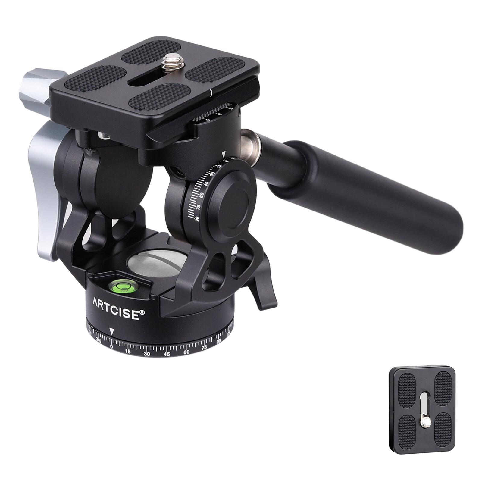 Fluid Video Head Compact Tripod Head Pan Tilt Head W/ Acra Quick Release Plate