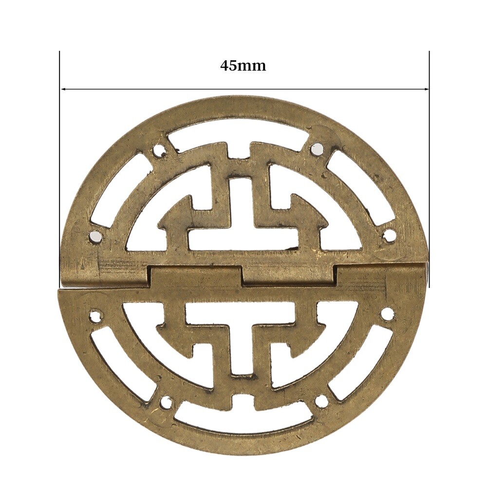 2pcs Round Hollow Hinges Brass Yellow Bronze 45mm/1.77inch for Home Office Shop