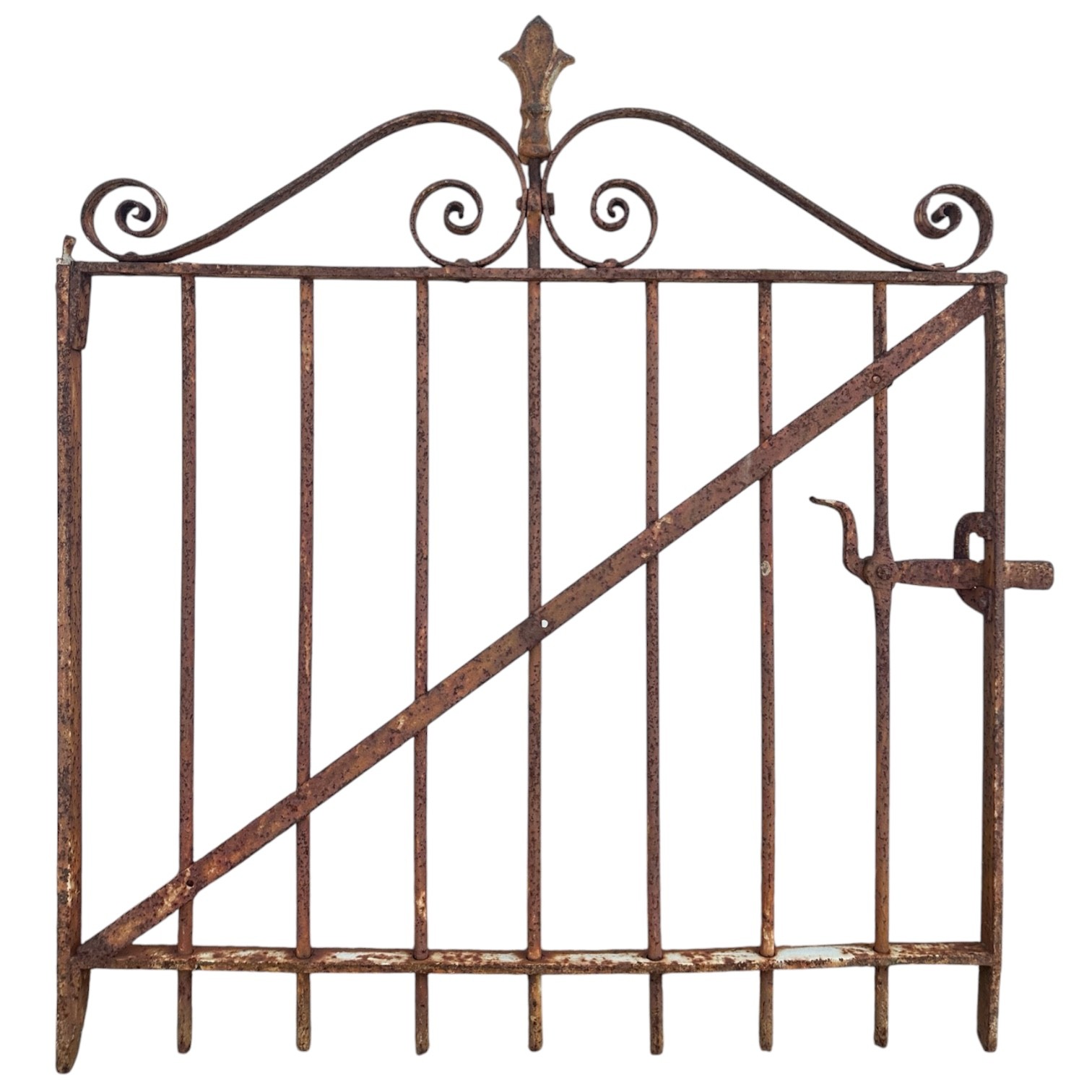 Antique Wrought Iron Arch Top Garden Gate - 34.5" W x 37.5" T - GA20973