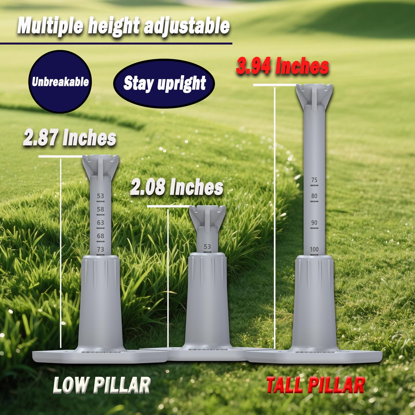 Adjustable Rubber Golf Tees for Mats, Driving Range & Simulator | 2 Pack Gray...
