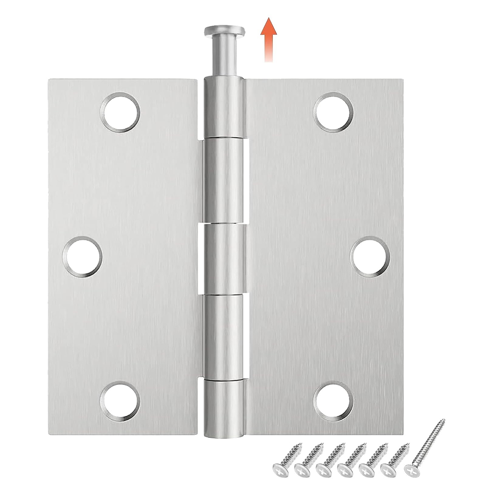 6 PCS 3.5x3.5 Inch Brushed Nickel Interior Door Hinges Square Corner Hardware