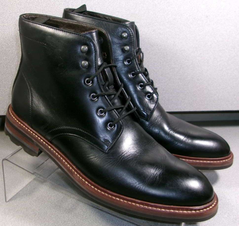 246091 PFBT50 WELCH MEN SHOE SIZE 9 M BLACK LEATHER BOOT BY JOHNSTON & MURPHY