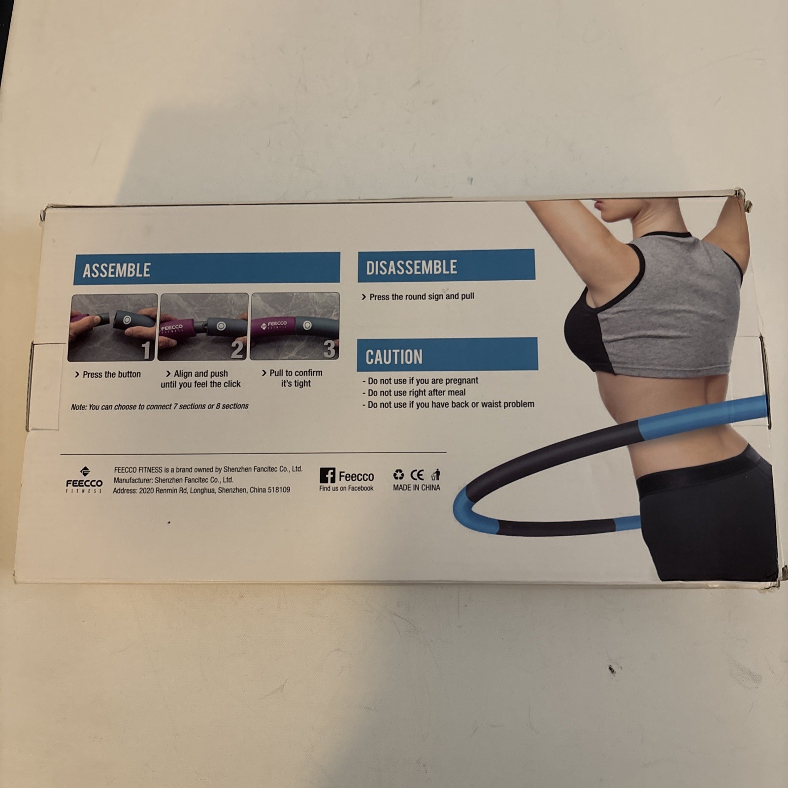 FEECCO Weighted Fitness Hoop 2.2lb, 8 Detachable Sections for Weight Loss