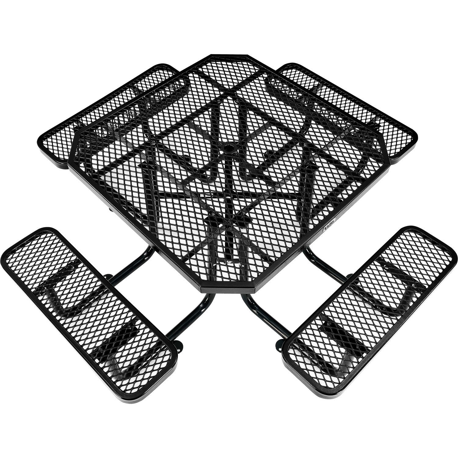 Global Industrial 46" Octagonal Picnic Table Expanded Metal Black