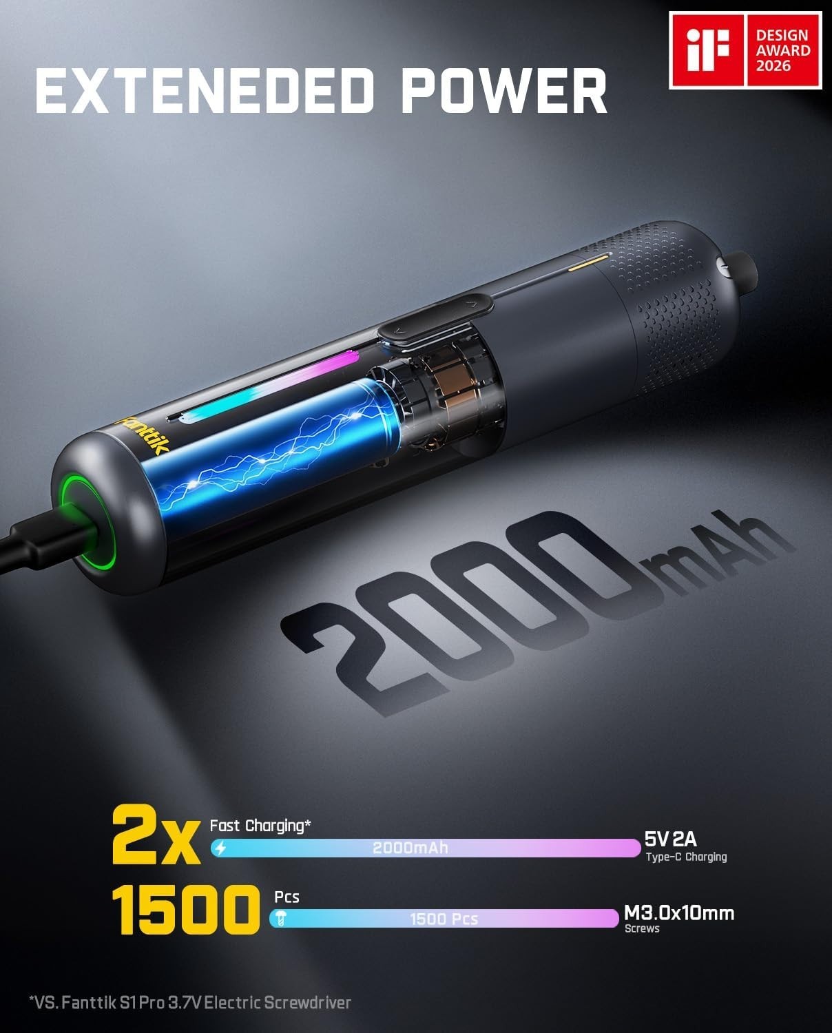 Fanttik S2 Pro Electric Screwdriver, Cordless Screwdriver Set, 7 Torque Settings