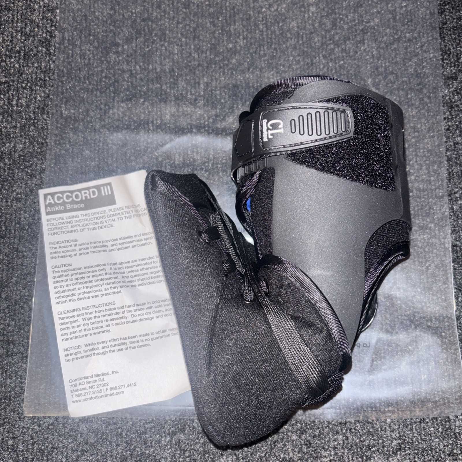 Comfortland ACCORD 3 Ankle Brace Medium Left Laced CL-301-3-L, Black